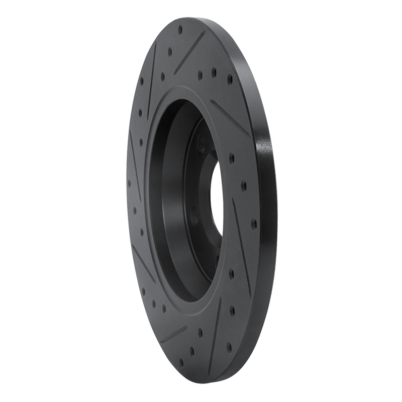 Volkswagen EuroVan Brake Rotor (1) - Rear Right - R1 Concepts - Drilled & Slotted - Black - `01-`03